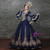Navy Blue V-neck Sequins Long Sleeve Rococo Baroque Dress