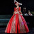 Red Satin Sequins Long Sleeve Antonietta Dress