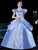 Blue Satin Puff Sleeve Appliques Rococo Baroque Dress