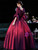 Gradient Purple Satin Short Sleeve 3D Flower Baroque Dress