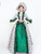 Green Satin Print Long Sleeve Rococo Vintage Dress