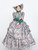 Gray Satin Print Long Sleeve High Neck Victorian Dress