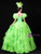 Green Organza Pink Appliques Rococo Dress