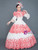 White Satin Red Print Short Sleeve Baroque Victorian Dress