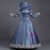 Blue Satin Lace High Neck Long Sleeve Victorian Dress