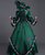 Green Satin Lace Bow Long Sleeve Victorian Dress