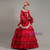 Red Satin Bateau Long Sleeve Appliques Victorian Dress