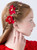 Red Flower Gold Leaf Hair Accessories