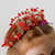 Red Pearls Beading Gold Leaf Hair Accessories