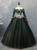 Dark Green Tulle Long Sleeve Embroidery Appliques Quinceanera Dress