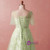 Plus Size Green V-neck Tulle Lace Prom Dress