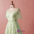 Plus Size Green V-neck Tulle Lace Prom Dress
