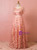 Plus Size Pink Leaf Sequins Tulle Prom Dress