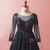 Plus Size Navy Blue Tulle Sequins Appliques Prom Dress