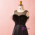 Plus Size Black Satin Beading Feather Prom Dress