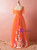 Plus SIze Orange Tulle White Appliques Prom Dress