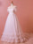 White Tulle 3D Appliques Short Sleeve Wedding Dress