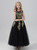 Black Tulle Gold Appliques Flower Girl Dress