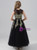 Black Tulle Gold Appliques Flower Girl Dress