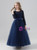 Navy Blue Tulle Lace Long Sleeve Flower Girl Dress