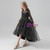 Black Tulle Hi Lo Long Sleeve Flower Girl Dress