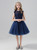 Navy Blue Tulle Lace Short Flower Girl Dress
