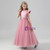 Pink Tulle Satin Pearls Flower Girl Dress