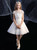 White Lace Tulle Cap Sleeve Flower Girl Dress