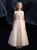 Champagne Tulle Blue Pink Appliques Flower Girl Dress