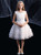 White Tulle Tiers Knee Length Flower Girl Dress