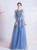 In Stock:Ship in 48 Hours Blue Tulle Appliques Prom Dress