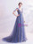 In Stock:Ship in 48 Hours Blue Tulle Sequins Pleats Prom Dress