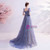 In Stock:Ship in 48 Hours Blue Tulle Sequins Pleats Prom Dress