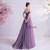 In Stock:Ship in 48 Hours A-line Purple Tulle Appliques Prom Dress