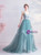 In Stock:Ship in 48 Hours Blue Tulle Lace Straps Prom Dress