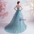 In Stock:Ship in 48 Hours Blue Tulle Lace Straps Prom Dress