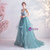 In Stock:Ship in 48 Hours Blue Tulle Lace Straps Prom Dress