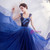 In Stock:Ship in 48 Hours Blue Tulle Pleats Sequins Prom Dress