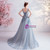 In Stock:Ship in 48 Hours Blue Tulle Lace V-neck Prom Dress