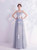 In Stock:Ship in 48 Hours Gray Tulle White Appliques Prom Dress
