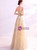 In Stock:Ship in 48 Hours Gold Tulle Sequins Beading Prom Dress