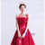 In Stock:Ship in 48 Hours Red Lace Strapless Prom Dress