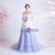 In Stock:Ship in 48 Hours Blue White Tulle Prom Dress