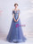 In Stock:Ship in 48 Hours Blue Appliques Beading Prom Dress