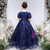 In Stock:Ship in 48 Hours Navy Blue Puff Sleeve Flower Girl Dress