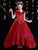In Stock:Ship in 48 Hours Burgundy Sequins Appliques Flower Girl Dress