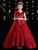 In Stock:Ship in 48 Hours Burgundy Sequins Appliques Flower Girl Dress