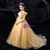 In Stock:Ship in 48 Hours Gold Seuqins Appliques Flower Girl Dress
