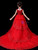 In Stock:Ship in 48 Hours Red High Neck Crystal Appliques Flower Girl Dress