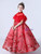 In Stock:Ship in 48 Hours Red Tulle Lace Feather Flower Girl Dress